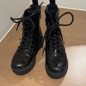 Art Class Black Sparkle Combat Boots Kids Size 13